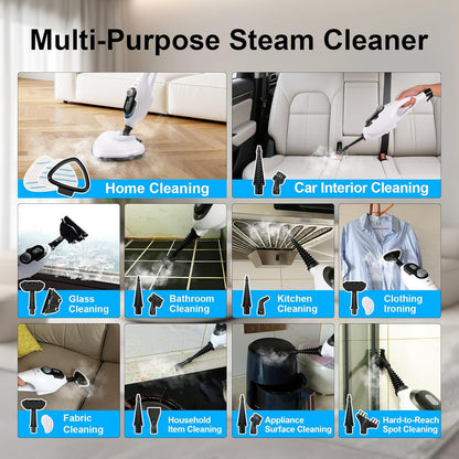 11-in-1 Steam Mop, 1550W Powerful Handheld Steam Cleaner, 260°F Multi-Functional Floor Steamer with 21.3FT Cord for Floors, Hardwood, Tiles, Grout, Windows, Kitchen, Bath, Adjustable (Grey)