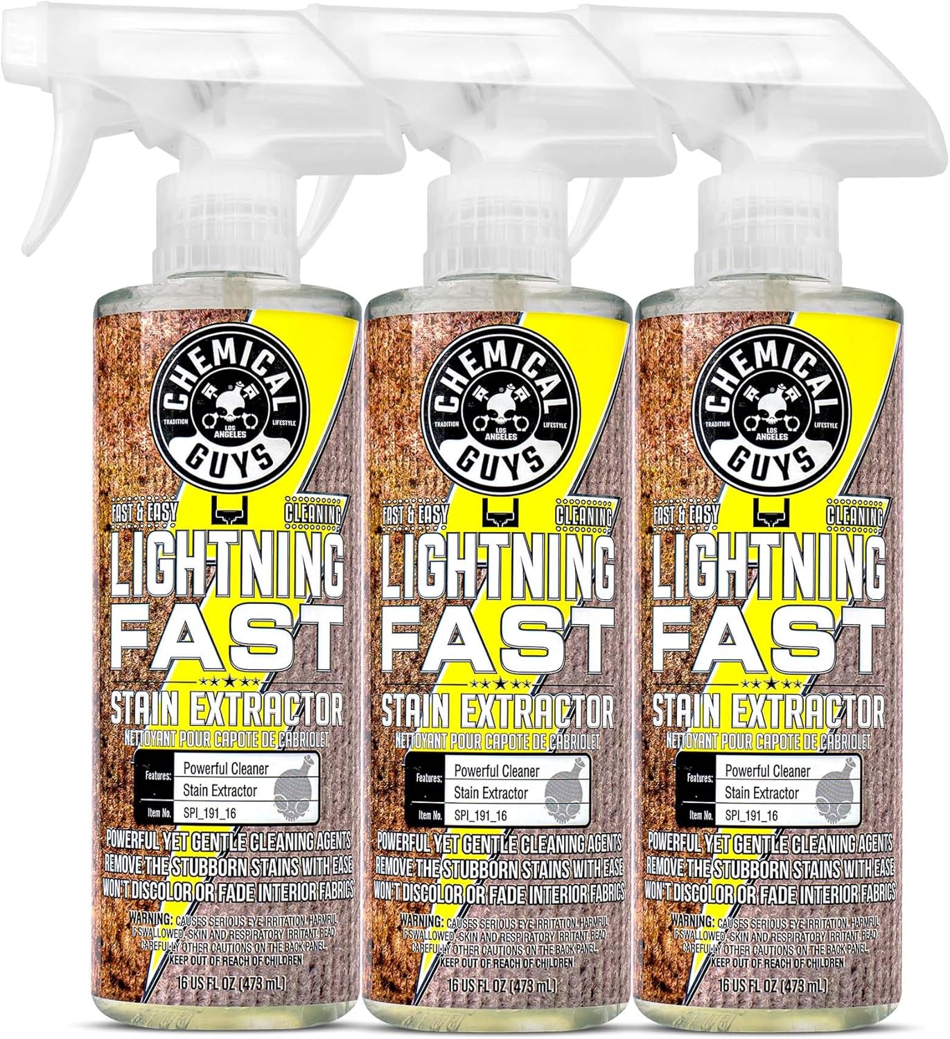 Chemical Guys Lightning Fast Carpet and Upholstery Stain Extractor - Chemical Guys Carpet Cleaner, Great for Fabric, Upholstery, Cars, Home, Office, Furniture, and More, Fresh Scent - 16 oz