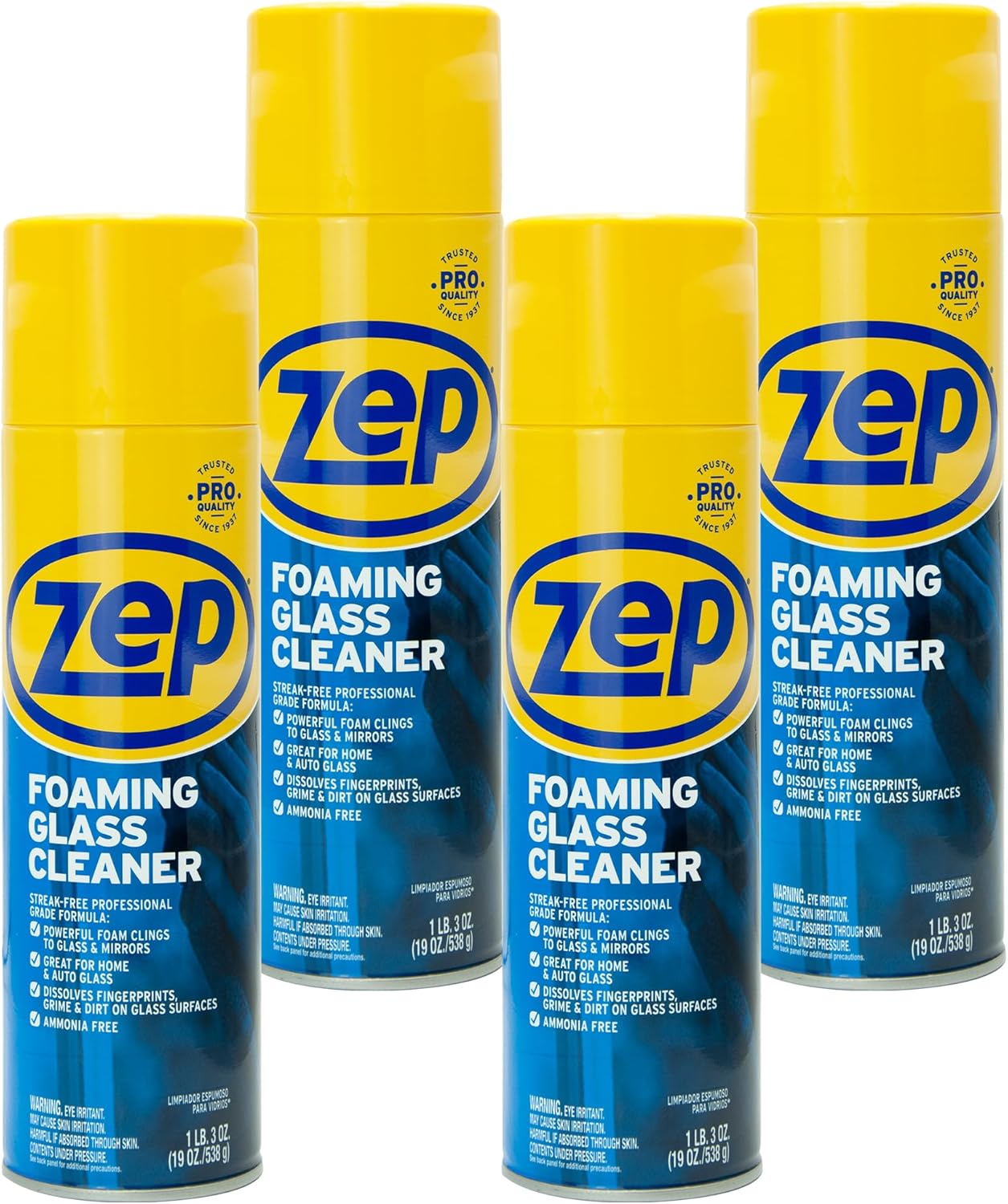 Zep Foaming Glass Cleaner - 19 oz (Case of 12) ZUFGC19 - Streak-Free Professional Grade Formula that Dissolves Dirt, Fingerprints and Grime on Glass, Mirrors, Windows and Plexiglas in Home, Business,