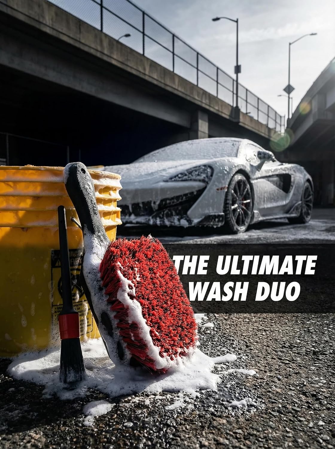 TAKAVU Wheel Tire Brush - Soft Bristle with Short Handle, Included Detailing Brush - Car Cleaning Kit for Rims, Tires, Interior Vents, Emblems - Scratch Safe