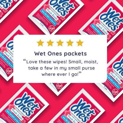 Wet Ones Antibacterial Hand Wipes Singles, Fresh Scent Wipes, Individual Wipes, Antibacterial Wipes, Hand Wipes Individually Wrapped, 24ct (6 pack)