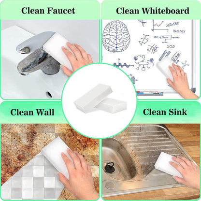 100Pack Magic Sponge Eraser, Melamine Sponge Foam, Non-Scratch Heavy Duty Kitchen Scrub Pads, Multi-Functional Household Cleaning Sponges for Dish, Bathroom, Bathtub, Sink, Cup, Wall Cleaner