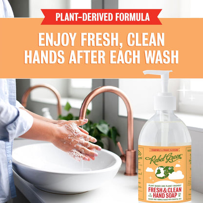 Rebel Green Fresh & Clean Hand Soap Refill - Natural Liquid Hand Soap Refill for Bathroom & Kitchen - Lavender & Grapefruit Scent, 32 Fl Oz