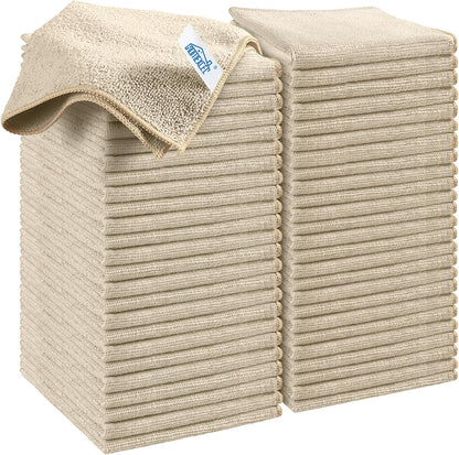 HOMEXCEL Microfiber Cleaning Cloth 210GSM, Pack of 12, Size:11.5" x 11.5", Ultra-Soft, High-Density Non-Abrasive Cleaning Towels for Cars, Glass, Kitchen, Reusable Rags, Blue/Green/Yellow/Pink