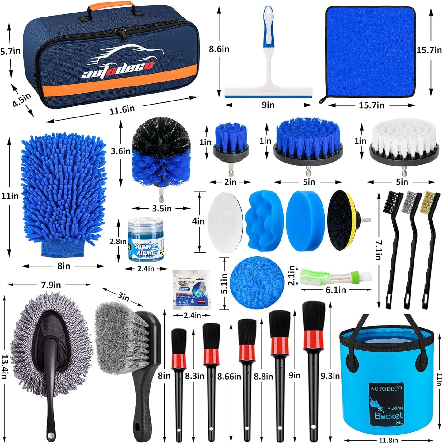 37Pcs Car Detailing Brush Set, Car Detailing Kit, Auto Detailing Drill Brush Set, Car Detailing Brushes, Car Wash Cleaning Tools Kit with Car Vacuum for Interior, Exterior, Wheels, Blue