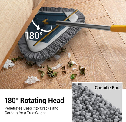 7-in-1 Wall Cleaner, Triangle Mop Set with 7 Replaceable Heads and Adjustable Long Handle for Walls, Floors, Windows, Ceilings, Baseboards (Navy Blue)
