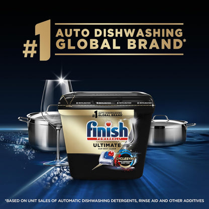 Finish Ultimate Infinity Shine Dishwasher Pods, No Pre-Rinse Dishwasher Detergent Soap Removes Burnt-On Stain, with Protector Shield & CycleSync Technology, Degreasing & Scrubbing Power, 62 Count
