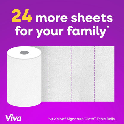 Viva Signature Cloth Paper Towels, Task Size, 8 Family Triple Rolls, 141 Sheets per Roll (Packaging May Vary)