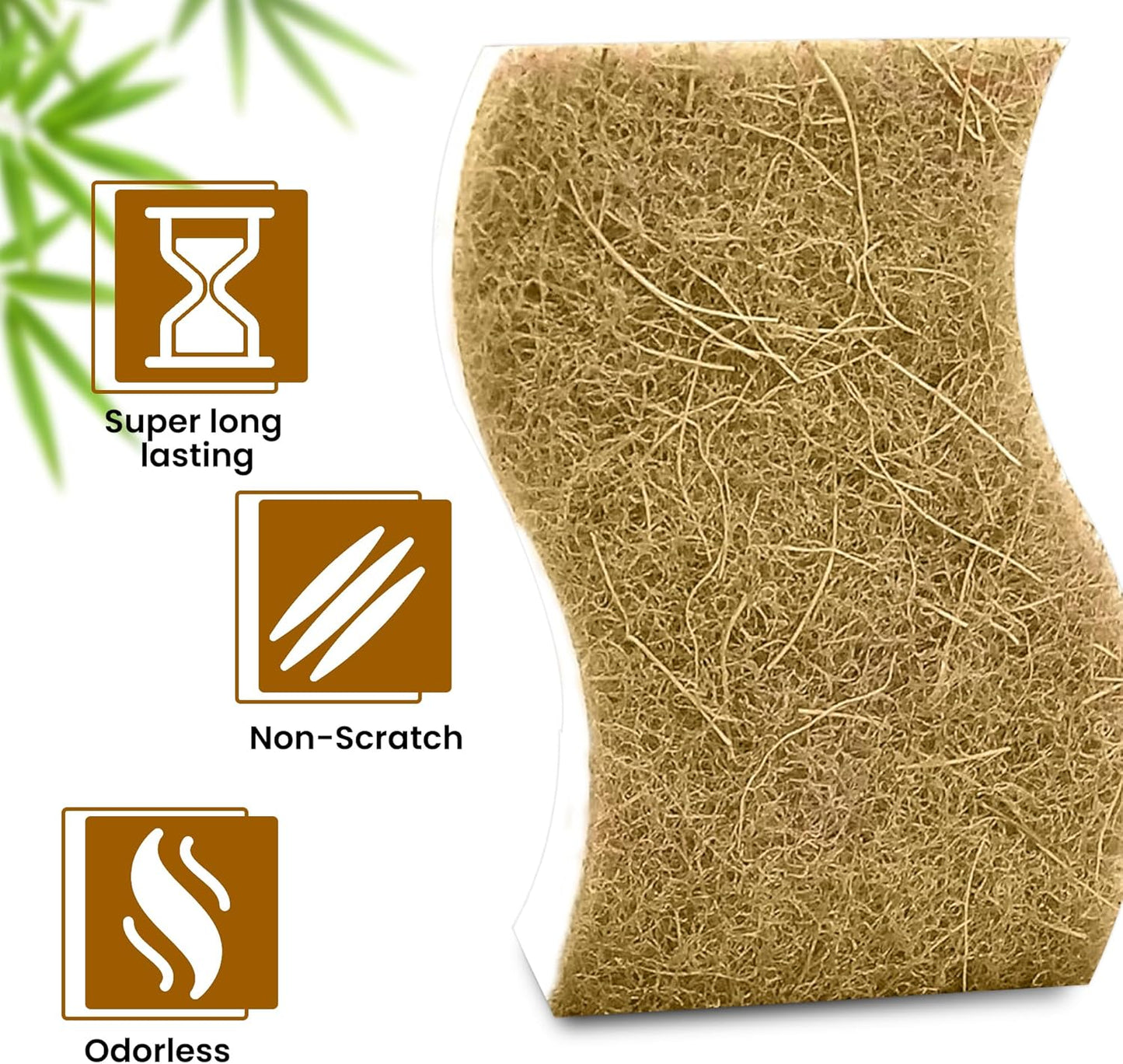 Natural Kitchen Sponge –12-Pack Biodegradable Sponges for Dishes –Compostable Dish Washing Scrubbers – Eco Friendly Non-Scratch Cellulose & Coconut Husk Scrubber Sponges for Cleaning