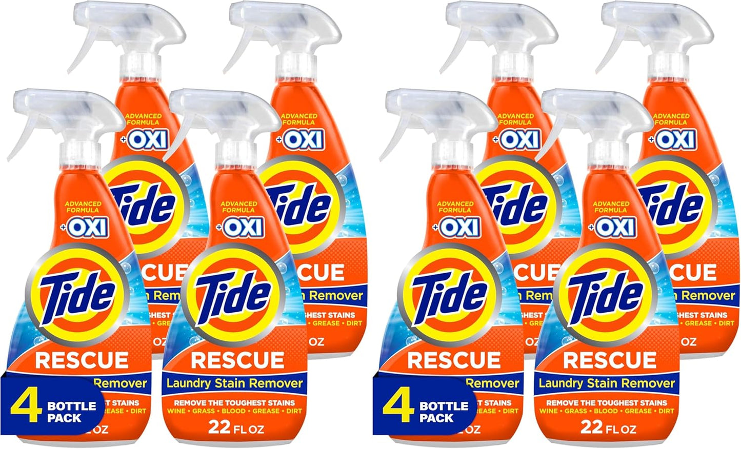 Tide Laundry Stain Remover with Oxi, Rescue Clothes, Upholstery, Carpet and more from Tough Stains, Stain Treater, 22 Fl Oz (Pack of 4)