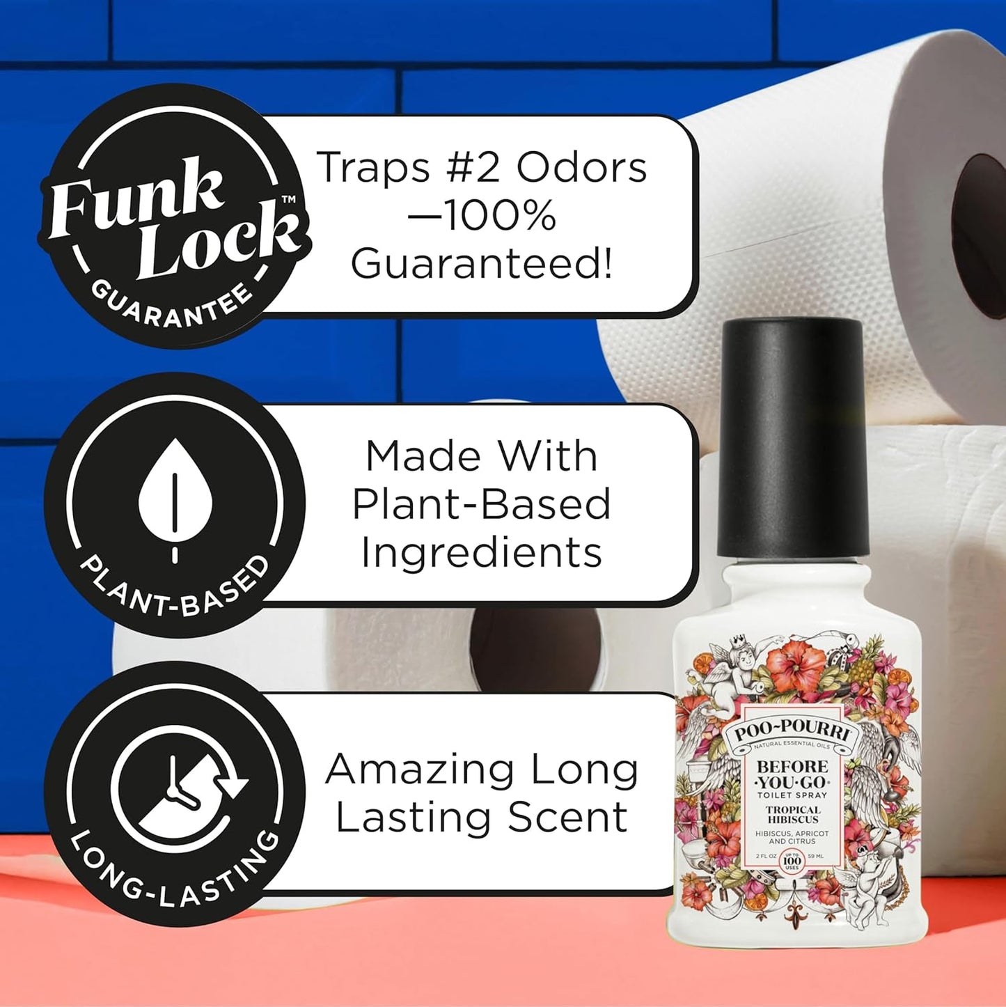 Poo-Pourri Before-You-Go Pocket Toilet Spray, Travel Essentials, Tropical Hibiscus, 1 Fl Oz, Up to 50 Uses, On-The-Go Bathroom Odor Deodorizer with Essential Oils, TSA Approved Size, Hibiscus, Apricot