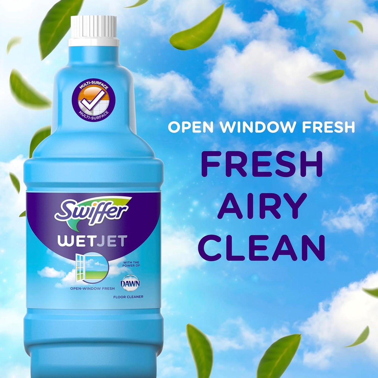 Swiffer WetJet Multi-Purpose and Hardwood Liquid Floor Cleaner Solution Refill, with Gain Scent, 42.2 fl oz each, (Pack of 2)