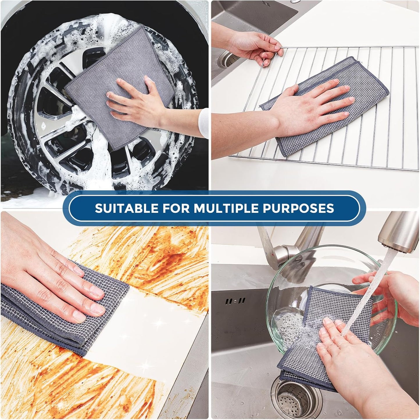 Forggon12 Pcs New Upgrade 3-Layer Metal Dish Cloth, No Scratches and No Odor, Multipurpose Wire Dishwashing Rag for Wet and Dry, Kitchen Cleaning DishRags,Sinks,Dishes,Stove Top, Dimensions(7.08X8.86)