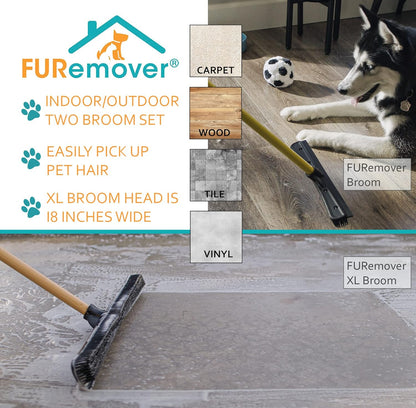 FURemover Pet Hair Removal Rubber Broom, 61" Telescopic Handle