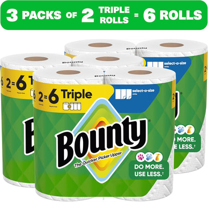 Bounty Select-A-Size Paper Towels, White, 8 Triple Rolls = 24 Regular Roll