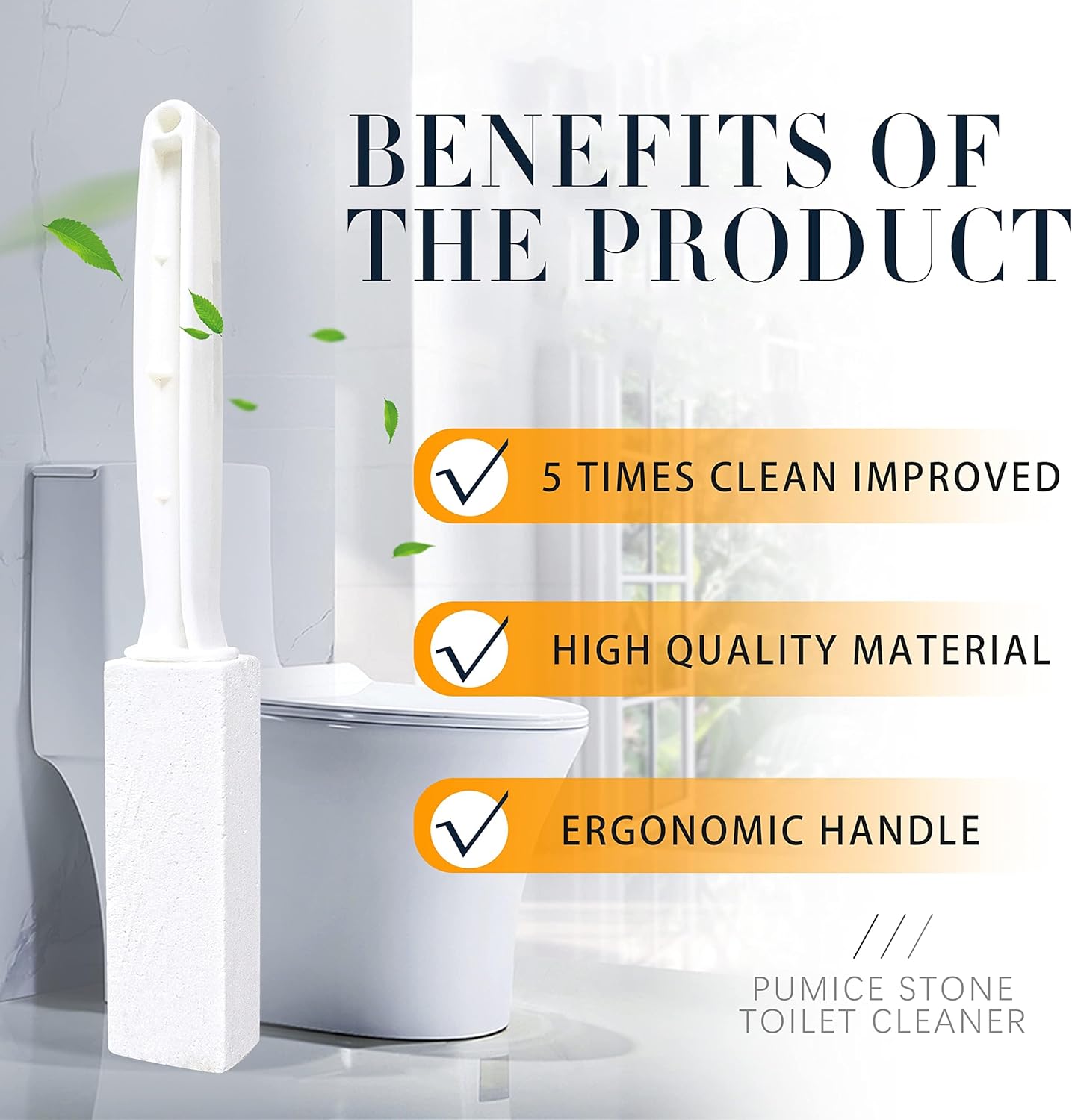 Kadden 2 Pack Pumice Stone Toilet Bowl Cleaner with Handle, Hard Water Ring Remover & Stain Scrubber for Bathroom, Pool, Sink and Tub, Ergonomic Heavy Duty Cleaning Tool