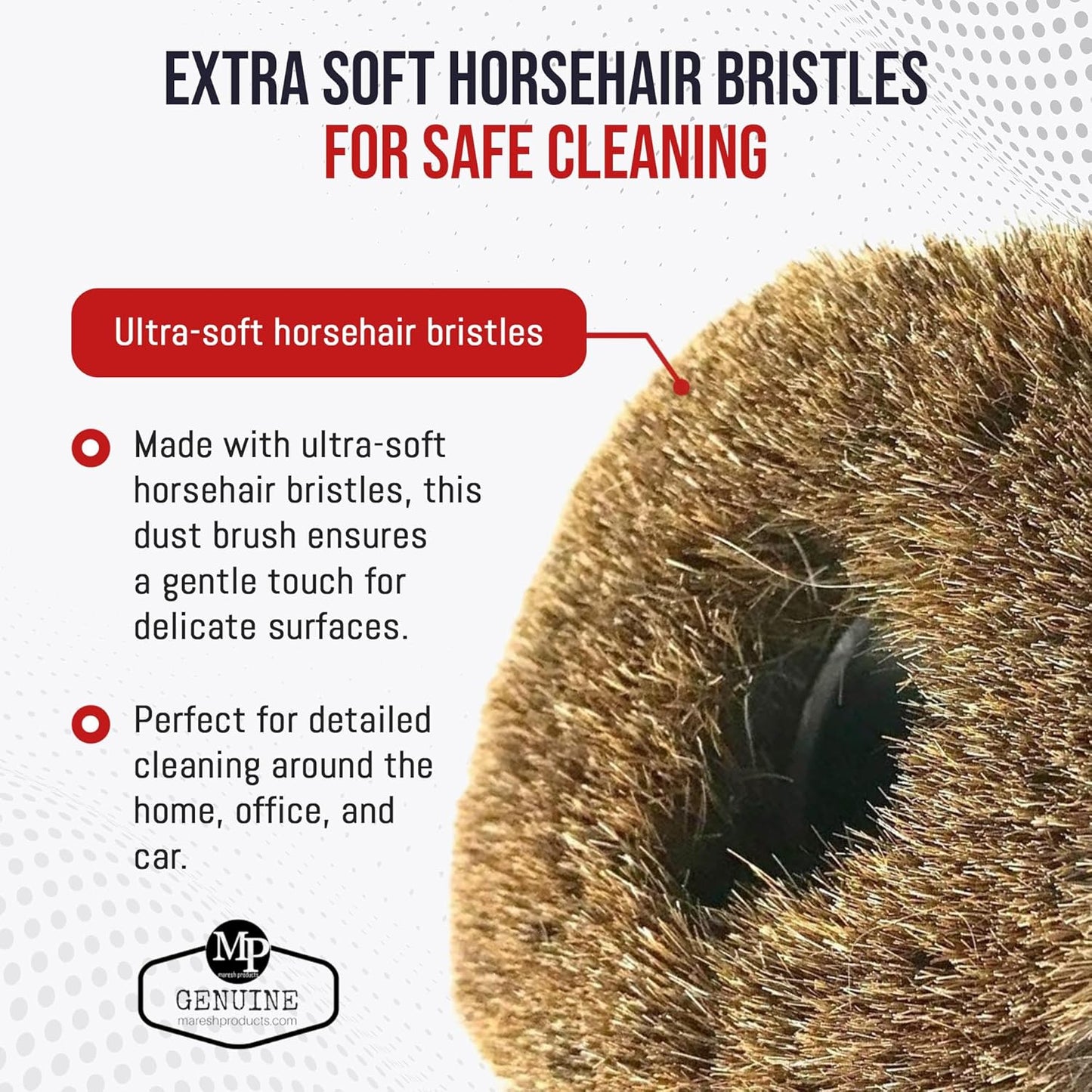 MP Maresh Products Household Cleaning Vacuum Brush Attachment - Horse Hair Vacuum Cleaner Accessories, Soft, Dust Floor Brush, Compatible with Shop Vac 1-1/4" Vacuum Cleaners for Hard Surfaces - Black