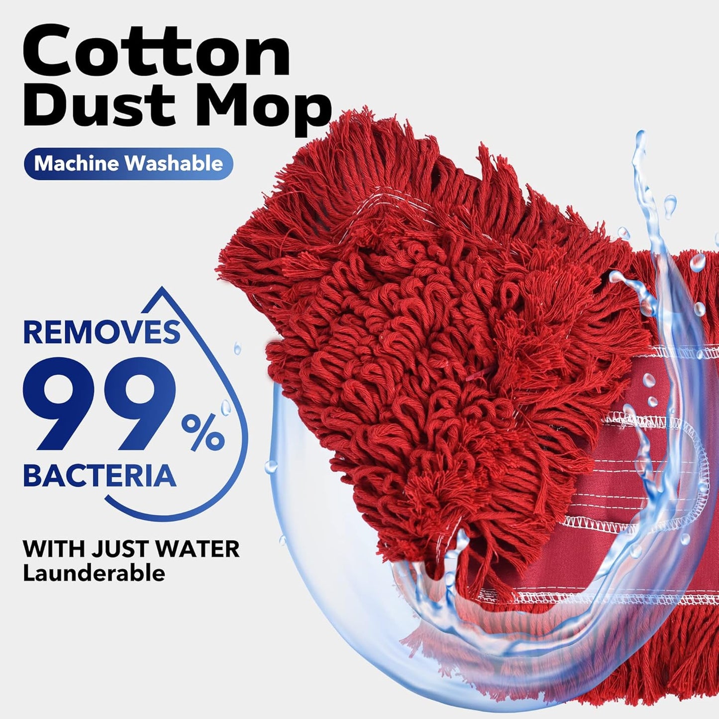 Matthew Cleaning 24'' Industrial Strength Cotton Dust Mop Refill Washable Replacement Heads for Residential & Commercial Use Fit Standard Dust Mop Frames, Hardwood, Laminate, Concrete Floors 3 Pack