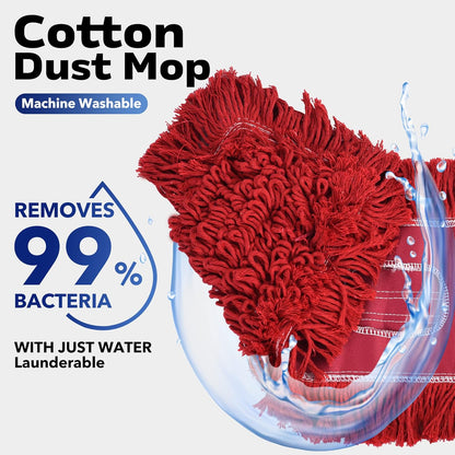 Matthew Cleaning 24'' Industrial Strength Cotton Dust Mop Refill Washable Replacement Heads for Residential & Commercial Use Fit Standard Dust Mop Frames, Hardwood, Laminate, Concrete Floors 3 Pack