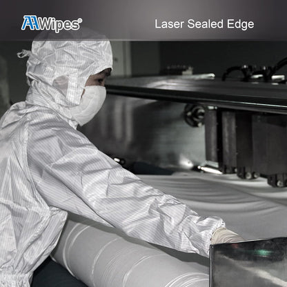 AAwipes Double Knit 100% Polyester Wipers Light Weight Version (120GSM, 6"X6", 150pcs/bag) Cleanroom Cloth Wipes Laser Sealed Edge, Ultra-Soft (CP12006)