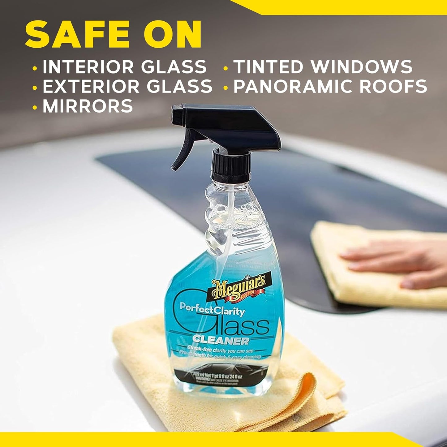 Meguiar's Ultimate Glass Cleaner & Water Repellent - Premium Glass and Window Cleaner for Quick Cleaning with Hydrophobic Technology that Acts as a Rain Repellent Improving Visibility in Rain - 16oz