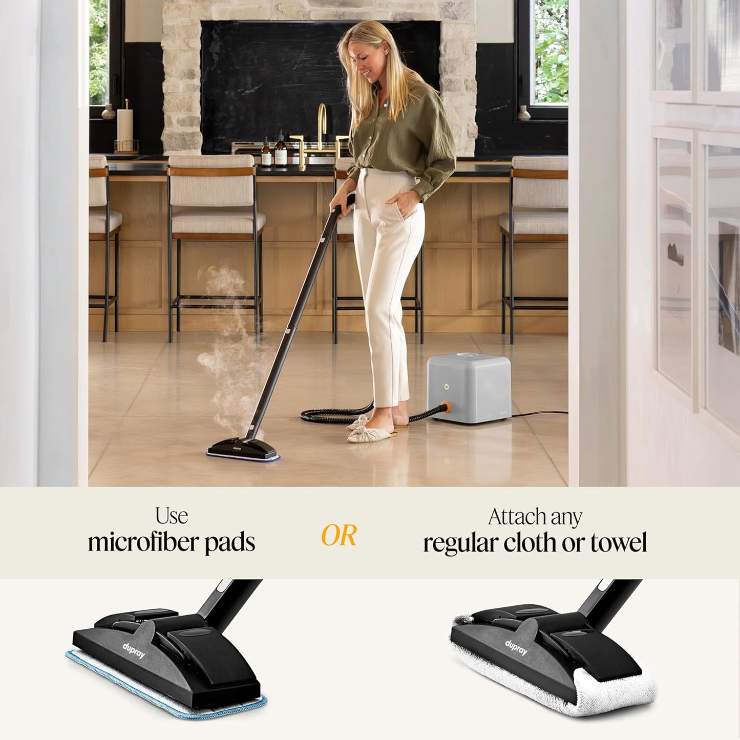 Dupray Neat Plus Steam Cleaner, Multipurpose Steamer for Floors, Grout & Upholstery, Chemical-Free Cleaning, Fast Heat-Up, 40-Piece Accessory Kit