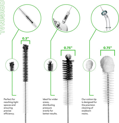 Pipe Perfect Original Cleaning Brush Set – Multi-Size Detail Brushes for Glass, Bottle, Tube & Narrow Openings | Deep Cleaning Kit for Hard-to-Reach Areas | Durable Reusable (Original Pack)