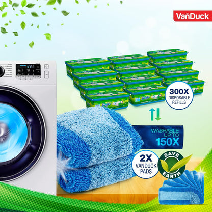 VanDuck Reusable Mop Pads Compatible with Swiffer Sweeper (4-Pack) - Washable Microfiber Mop Pads for Wet & Dry Use - All Purpose Floor Mopping and Cleaning Product