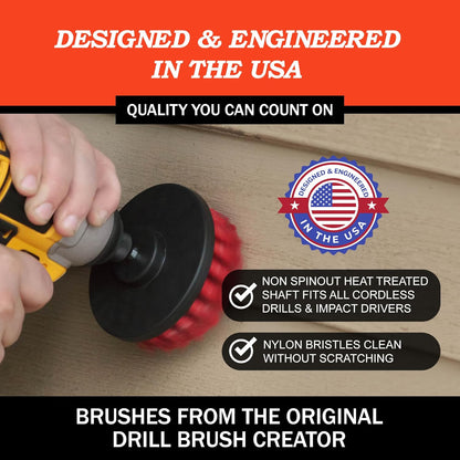 Drillbrush Drill Brush Attachment Set for Bathroom Cleaning – Power Scrubber Brush Kit for Tub, Tile, Shower, and Grout – All-Purpose Household Cleaning Brushes for Drill - Electric Grout Cleaner Kit
