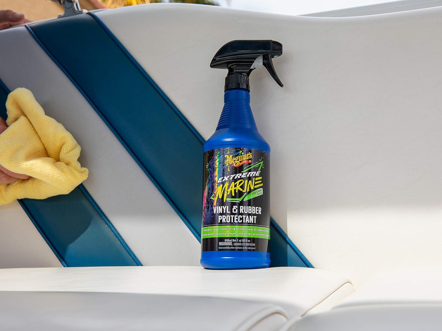 Meguiar's Extreme Marine Vinyl & Rubber Protectant M180132, 32 Oz Spray—Uv Protectant For Boat Owners & Rv Users; Use On Marine/Rv Vinyl And Rubber To Help Prevent Fading And Drying