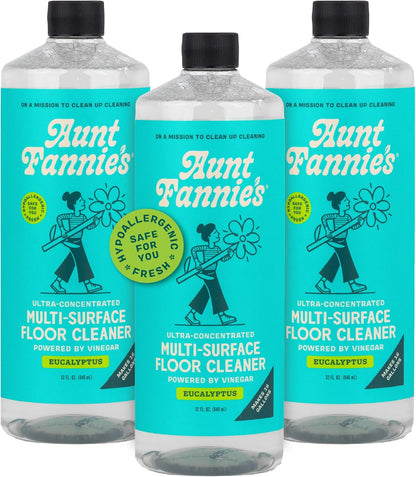 Aunt Fannie's Ultra Concentrated Floor Cleaner Vinegar Wash, Multi-Surface Solution For Mopping, Value Size, Bright Lemon Scent, 64 oz