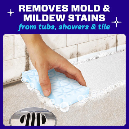 Mr. Clean Magic Eraser Sponge, Bathroom, Shower, Tub Cleaner, Soap Scum Remover, Bathroom Cleaning Supplies, Dawn Cleaning Power with Lemon Scent, Shower & Tub, 6ct