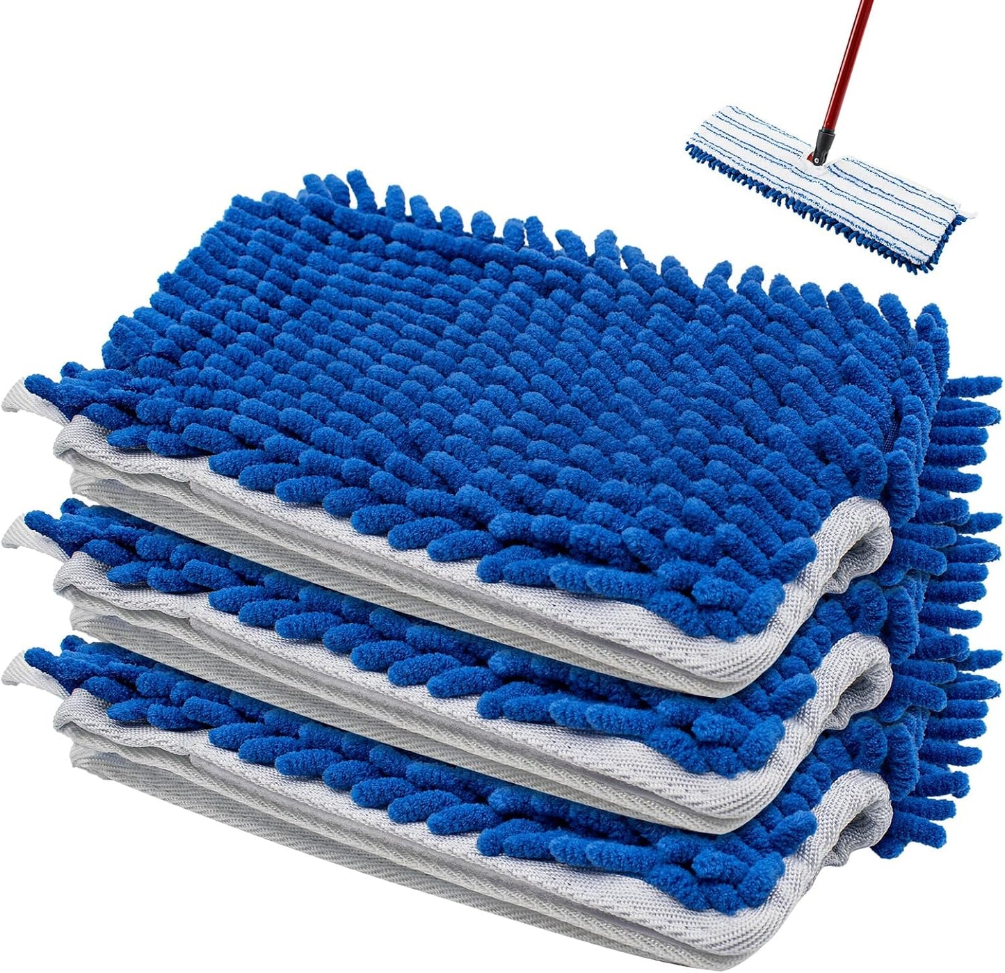 4 Pack Mop Head Replacement Compatible with O-cedar Hardwood Floor 'N More Microfiber Dual or 3-Action Flip Mop Refill Chenille Mop Replace Pads for Ocedar Dual-Action Flip Mop,Reusable & Washable Pad