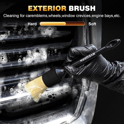 10PCS Car Detailing Brush Set,Boars Hair Car Cleaning Detail Brush kit,Ultra Soft No Scratch Car Dust Brush,Car Interior Detailing Brushes Kit,Detail Brushes Car Detailing for Interior Exterior(gold)