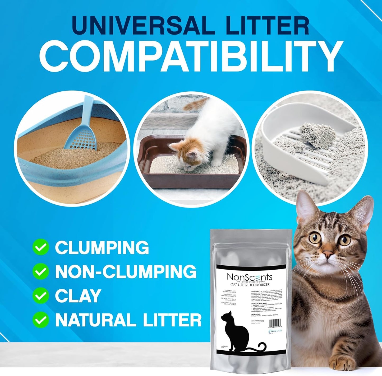 NonScents Odor Control Cat Litter Deodorizer - Professional Strength Odor Neutralizer, 16oz