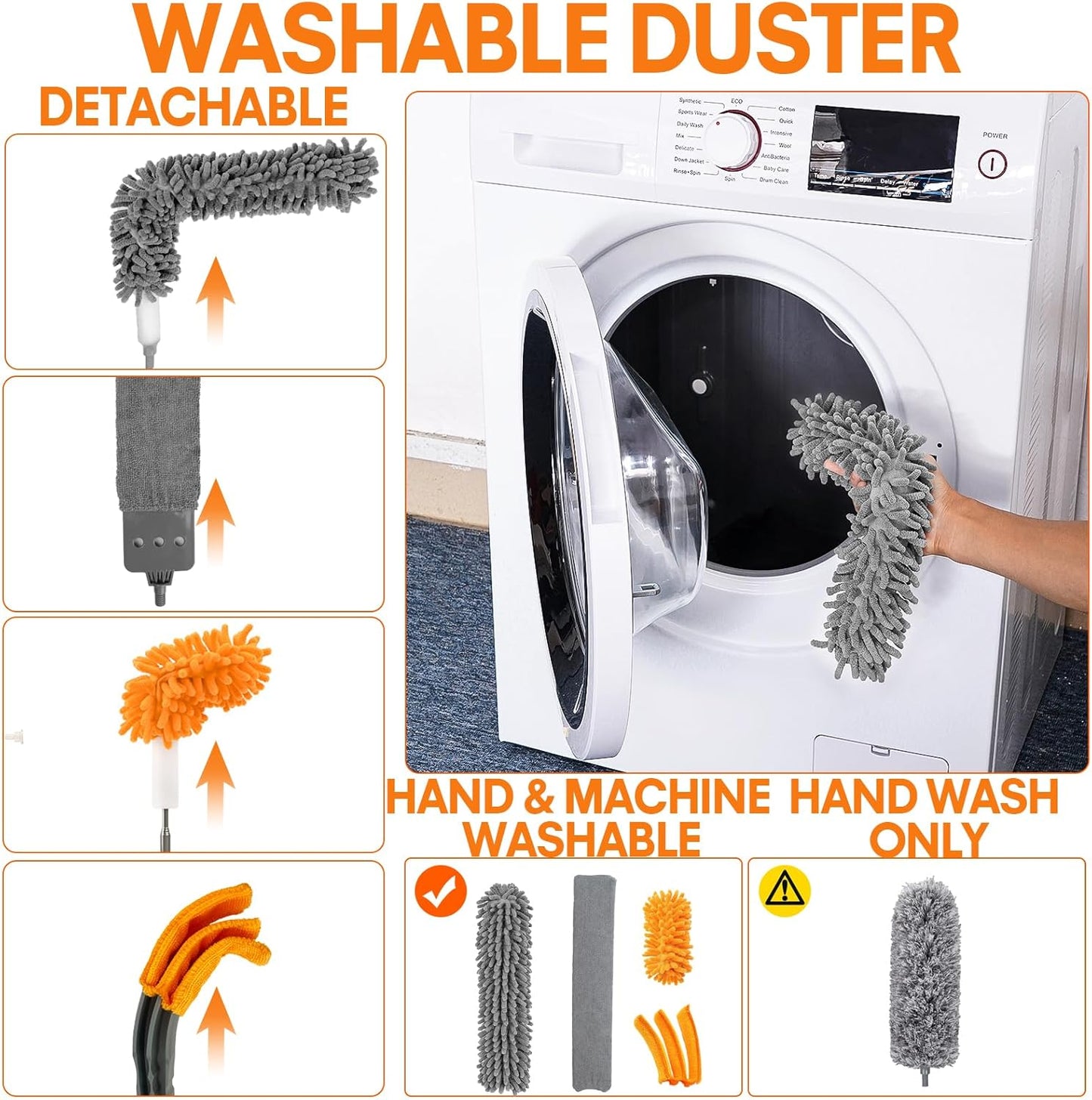 Retractable Gap Dust Cleaner with 3 Microfiber Dusting Cloths & 30-100 inch Extendable Long Handle, Retractable Duster Brush for Cleaning Under Appliances Sofa Couch Bed Refrigerator Furniture