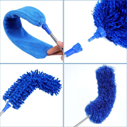 ZZ LAZYCOTTAGE Duster, Microfiber Dusters with 2 Handle Sets, Durable 15-98.1 Inches Long Telescopic Rod, Washable, Feather Dusters for Cleaning Cobweb and Ceilings Fans, 5 Pack (Blue)