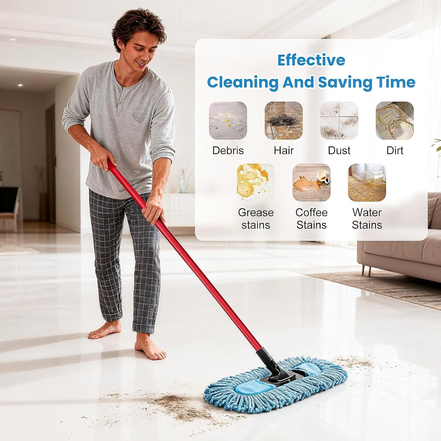 3 Pack Dust Mop Replacement Head for O-Cedar Dual-Action Dust Mop Pads Refills Microfiber Duster Mop Head Replacements Hardwood Floors Cleaning Washable Replace Pads No Handle