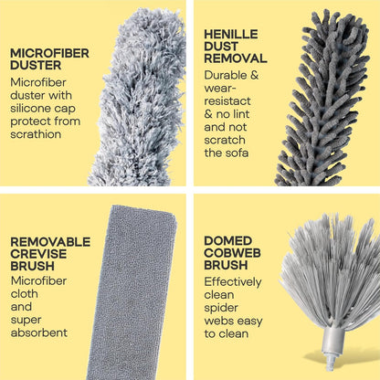 Microfiber Feather Duster with Extension Pole 100 Inches, (8 PCS), Cleaning Brush, Dusters for Cleaning High Ceilings, Cobwebs, Blinds, Cars, Reusable, Washable, Extendable, Ceiling Fan Cleaner Duster