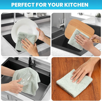 12 Pack Cleaning Cloth,Ultra Soft Absorbent Quick Drying Microfiber Cleaning rags,No scratches,Reusable,Washable,Lint Free Cleaning Towels for Kitchen,Window,Glass,car,11.8"×11.8",(Multicolor)