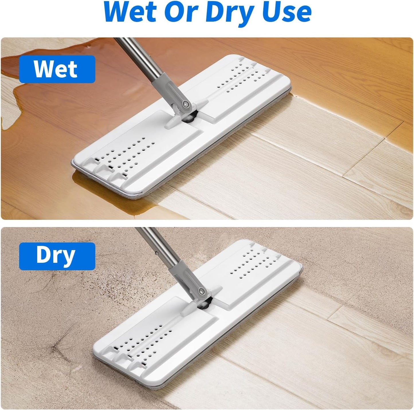 Oshang Flat Mop Head Refill, 13" X 4.9" Flat Mop Pads, Microfiber Mop Pads Flat Mop Replacement Heads (4-Pack) (White and Grey)