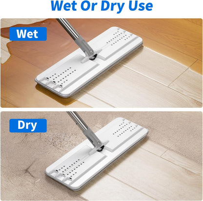 Oshang Flat Mop Head Refill, 13" X 4.9" Flat Mop Pads, Microfiber Mop Pads Flat Mop Replacement Heads (4-Pack) (White and Grey)