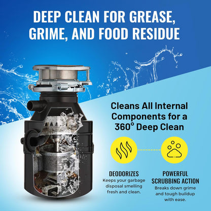 Bastion Garbage Disposal Cleaner and Deodorizer - 24-Count (1-Year Supply) Foaming Lemon Scented Kitchen Sink Freshener Pods & Drain Odor Eliminator Disposer Care