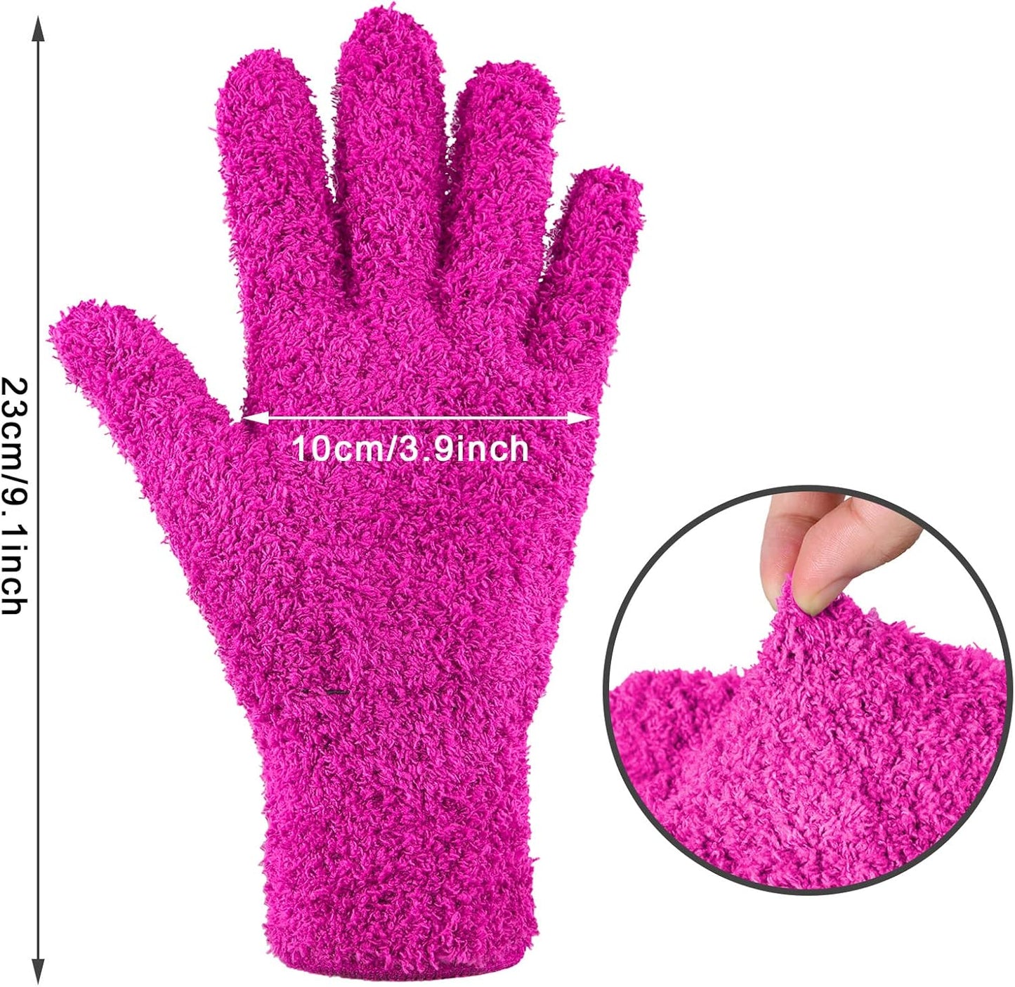 Bencailor 6 Pairs Microfiber Dusting Gloves, Dusting Cleaning Gloves Microfiber Gloves for Plants House Blinds Car Dust Mitt (Fresh Color,Medium)