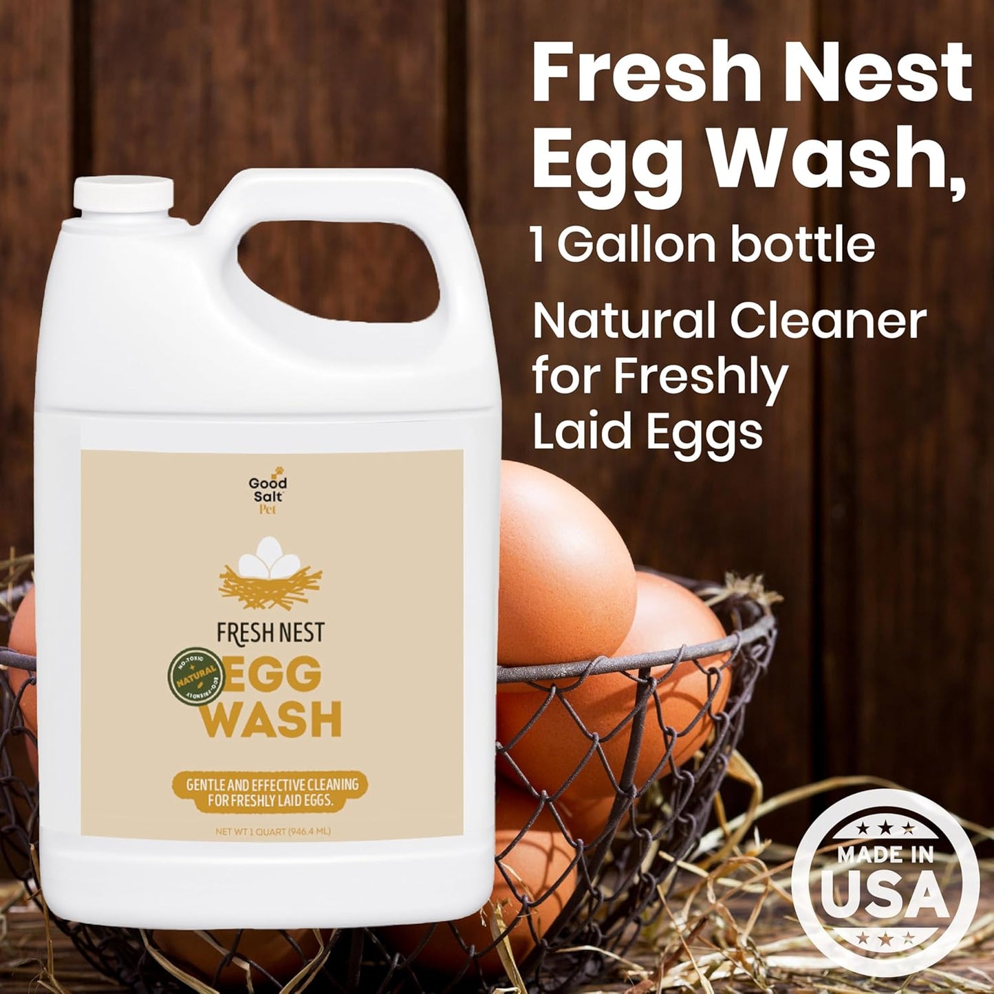 Clean Republic Good Salt Pet Fresh Nest Egg Wash Spray, Natural Cleaner for Freshly Laid Eggs, Made in the USA, 32 Ounce Bottle