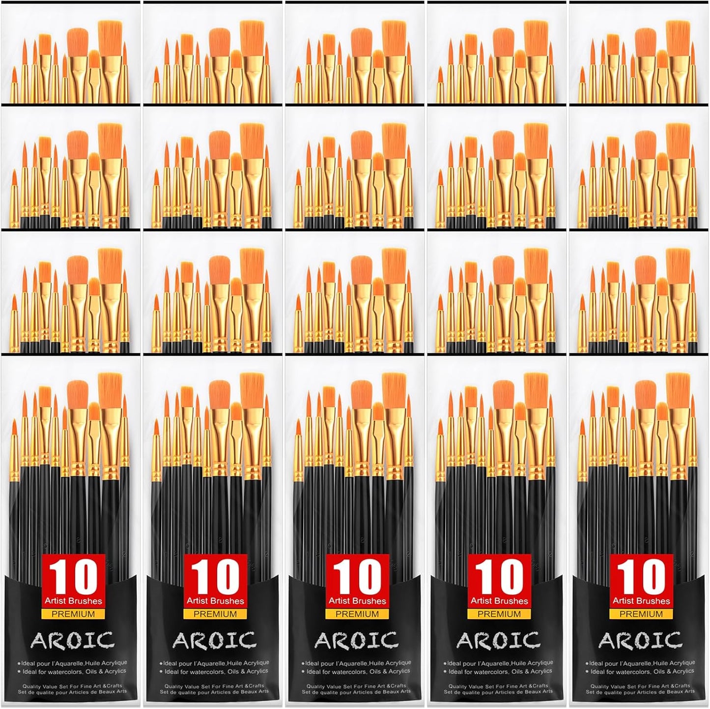 Acrylic Paint Brush Set, 1 Packs / 10 pcs Watercolor Brushes Painting Brush Nylon Hair Brushes for All Purpose Oil Watercolor Painting Artist Professional Kits.