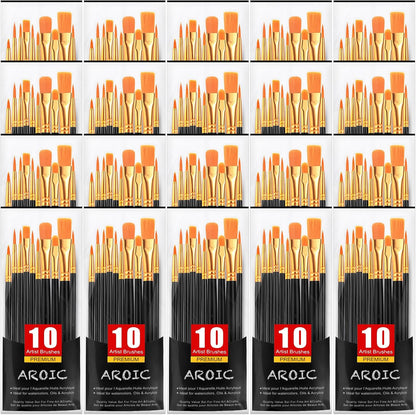 Acrylic Paint Brush Set, 1 Packs / 10 pcs Watercolor Brushes Painting Brush Nylon Hair Brushes for All Purpose Oil Watercolor Painting Artist Professional Kits.