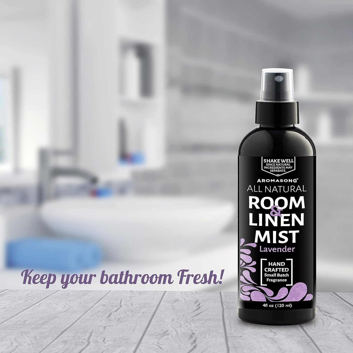Aromasong All Natural Lavender Spray for sleep - Room & Linen Spray for Pillows and Sheets - Lavender Bed Spray Home Air Freshener & Deodorizer - Calming Essential Oil Spray for Sleeping…