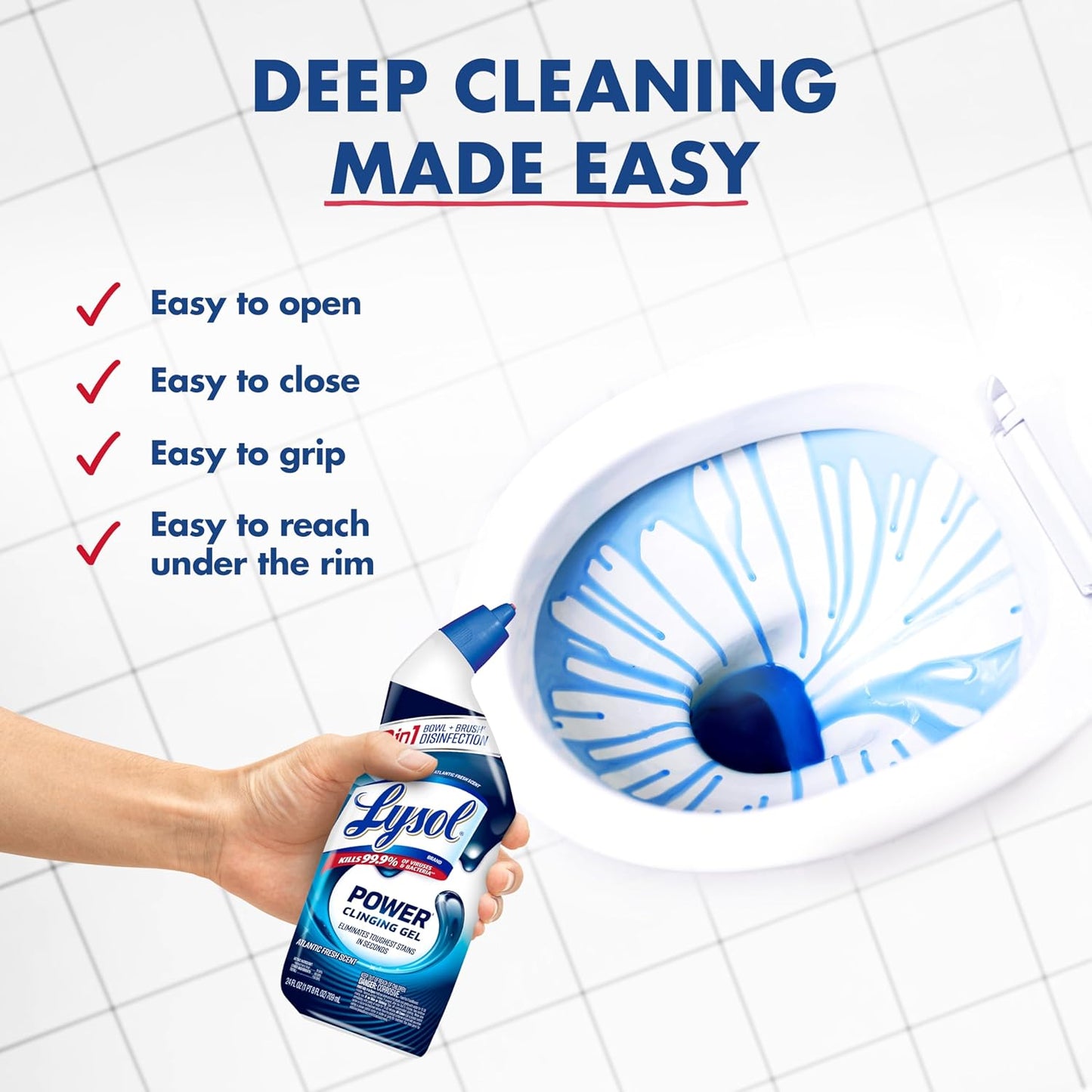 Lysol Toilet Bowl Cleaner Gel, For Cleaning and Disinfecting, Septic Safe Toilet Bowl Cleaner, Lavender & Cotton Blossom Scent, 24 oz, (Pack of 2)