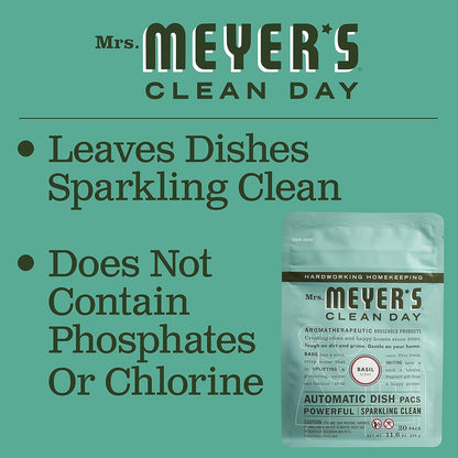 MRS. MEYER'S CLEAN DAY Automatic Dishwasher Pods, Lemon Verbena, 20 Count